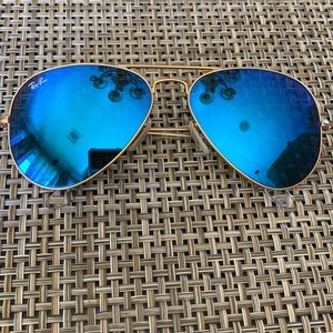 Blue Aviator Raybans - Gold Frame. Gently used